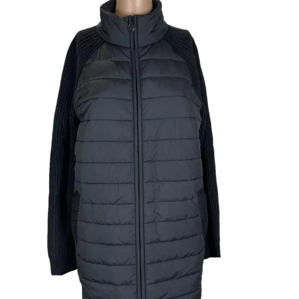 NEW TALBOTS Women's Jacket Quilted Sweater Jacket Size M Black